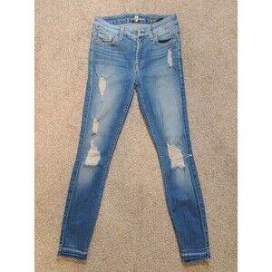 7 For All Mankind Distressed "The Ankle Skinny” Blue Jeans, Size 24 Made In USA